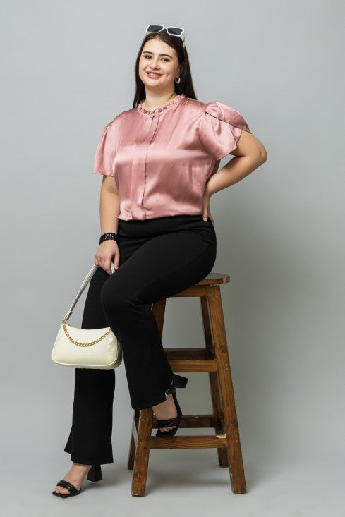 Tulip Sleeves Satin Top