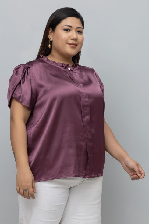 Tulip Sleeves Satin Top