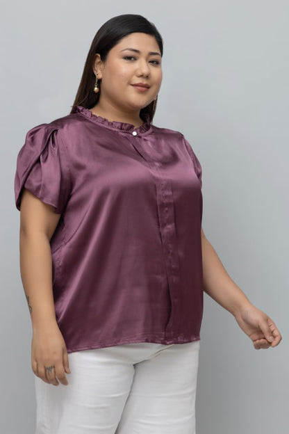 Tulip Sleeves Satin Top