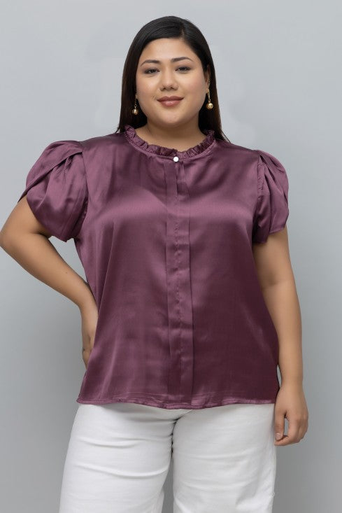 Tulip Sleeves Satin Top