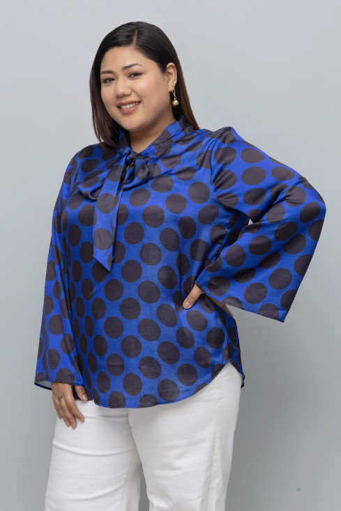 Polka Print Tie Top