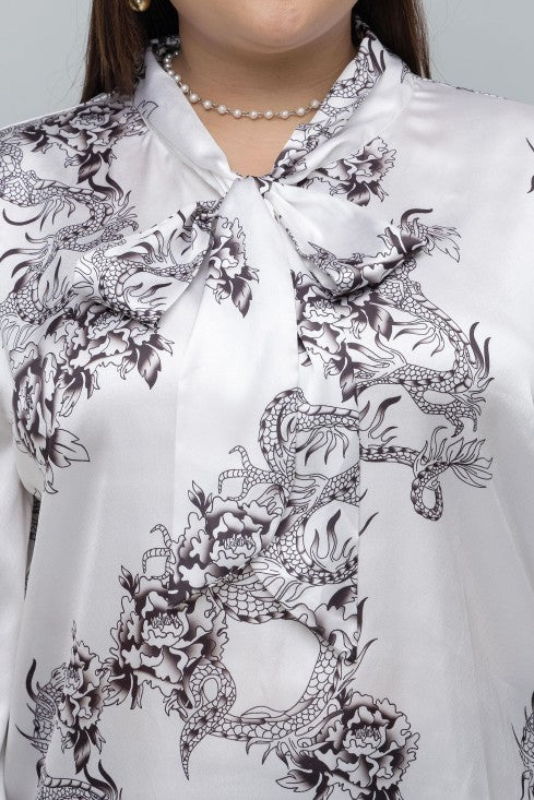 Dragon Print Tie Top