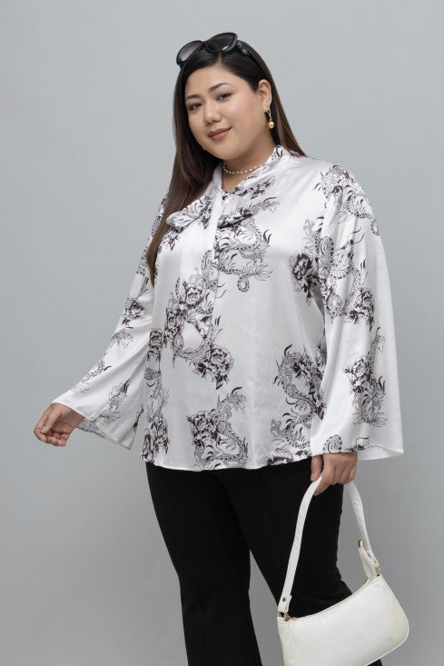 Dragon Print Tie Top