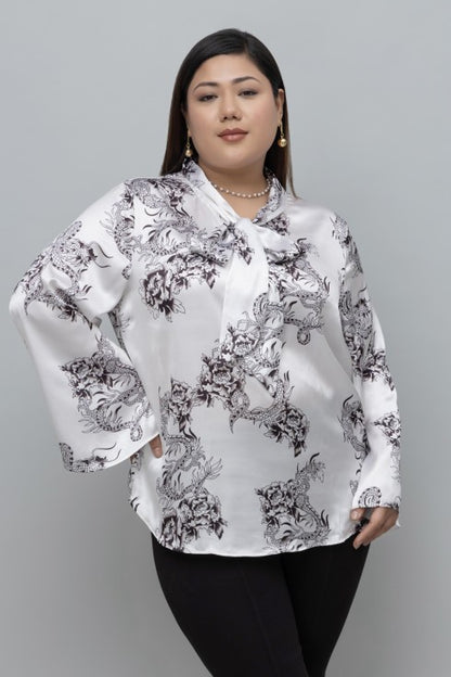 Dragon Print Tie Top