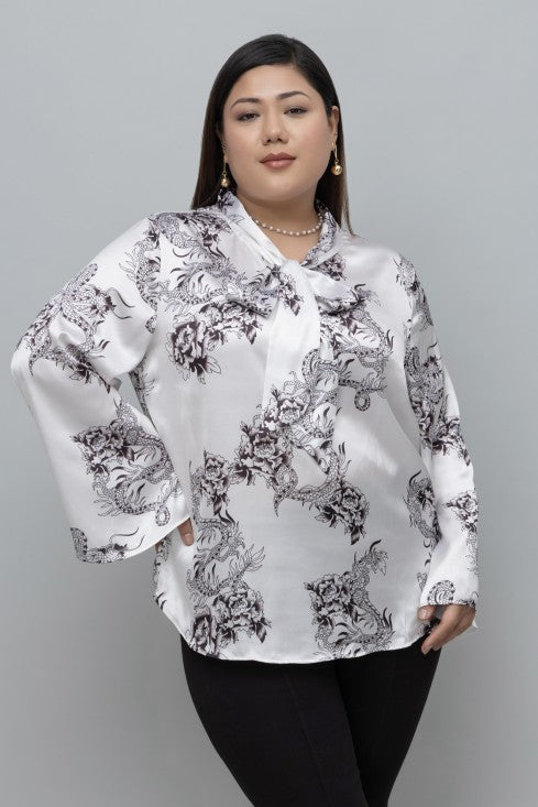 Dragon Print Tie Top