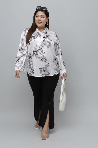 Dragon Print Tie Top
