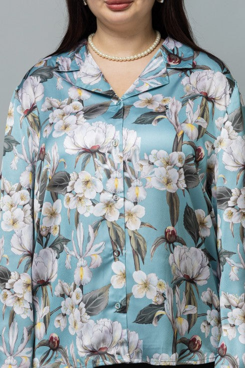 Slit Sleeves Satin Shirt
