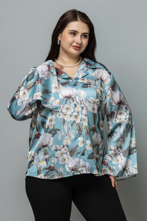 Slit Sleeves Satin Shirt