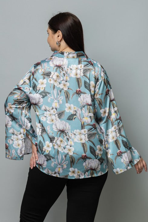 Slit Sleeves Satin Shirt