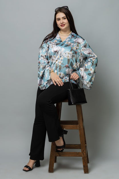 Slit Sleeves Satin Shirt