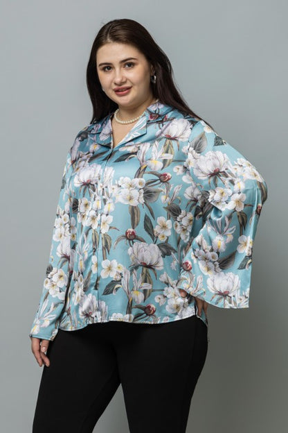 Slit Sleeves Satin Shirt