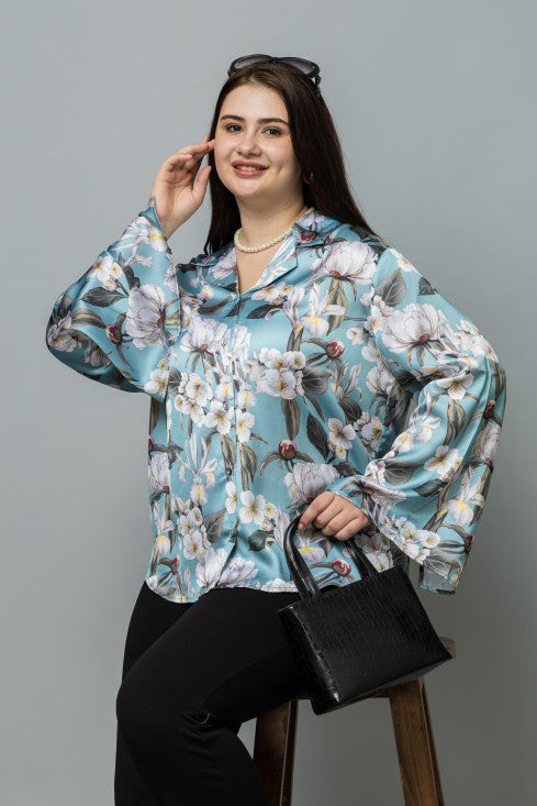 Slit Sleeves Satin Shirt