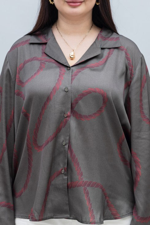 Slit Sleeves Satin Shirt