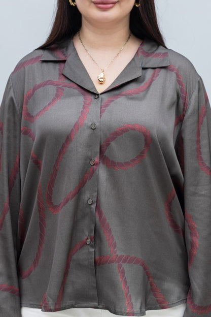 Slit Sleeves Satin Shirt