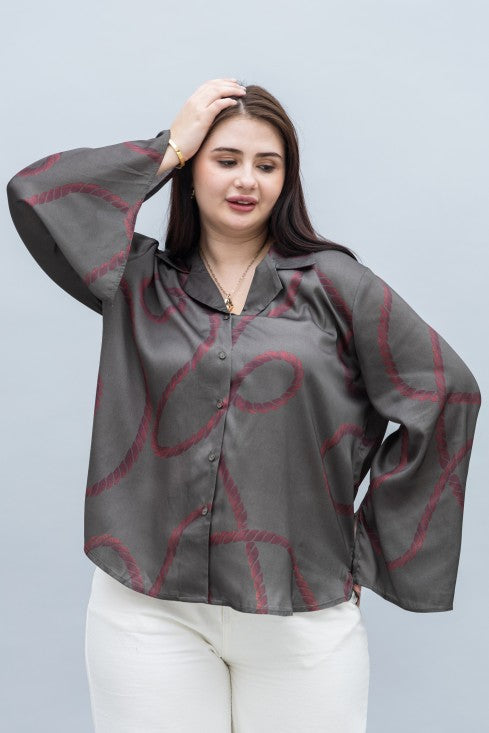 Slit Sleeves Satin Shirt