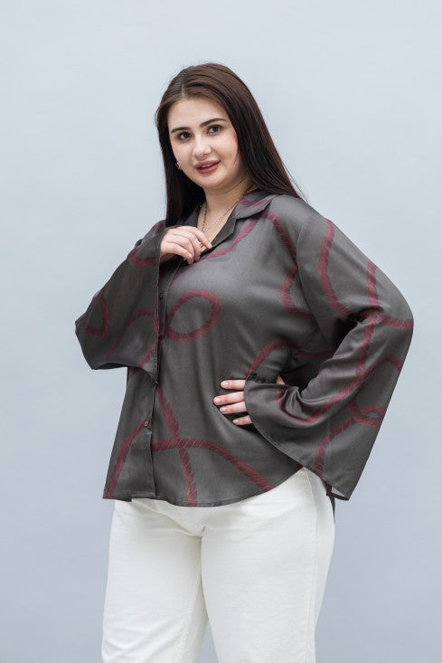 Slit Sleeves Satin Shirt