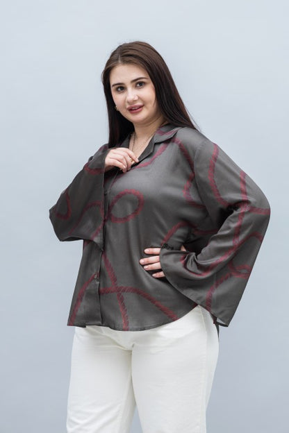 Slit Sleeves Satin Shirt