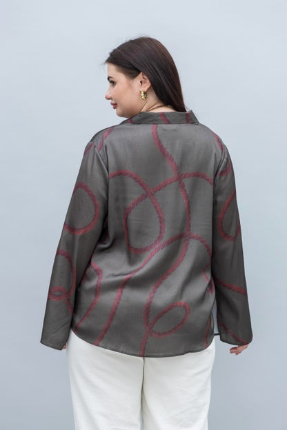 Slit Sleeves Satin Shirt