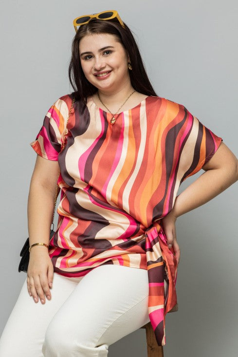 Printed Satin Top
