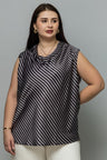 Striped Satin Cowl Neck Top