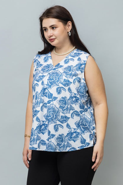 Front Pleated Sleeveless Top