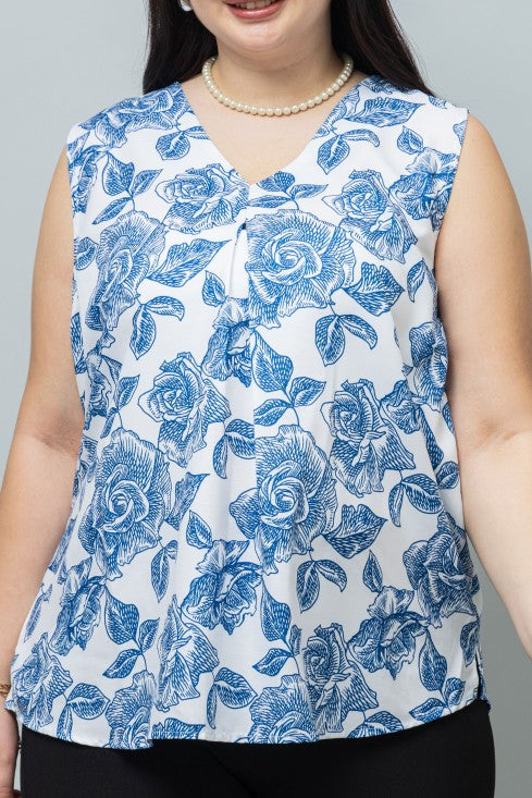 Front Pleated Sleeveless Top