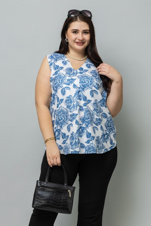 Front Pleated Sleeveless Top