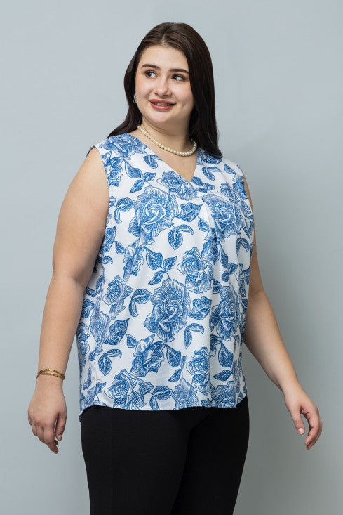 Front Pleated Sleeveless Top