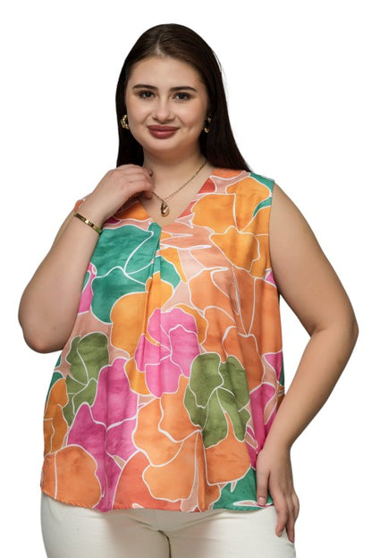 Front Pleated Sleeveless Top