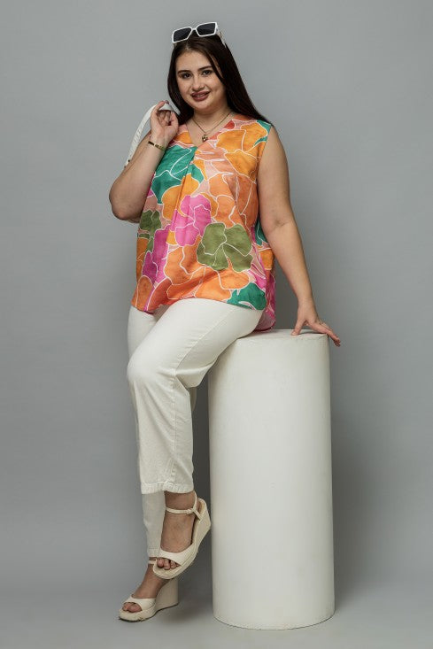 Front Pleated Sleeveless Top