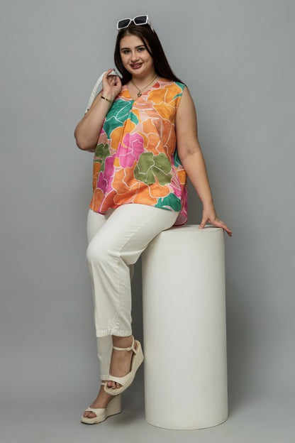 Front Pleated Sleeveless Top