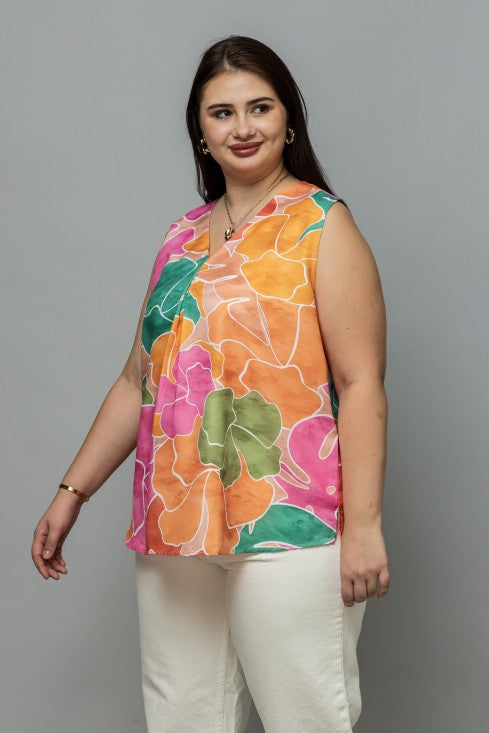 Front Pleated Sleeveless Top