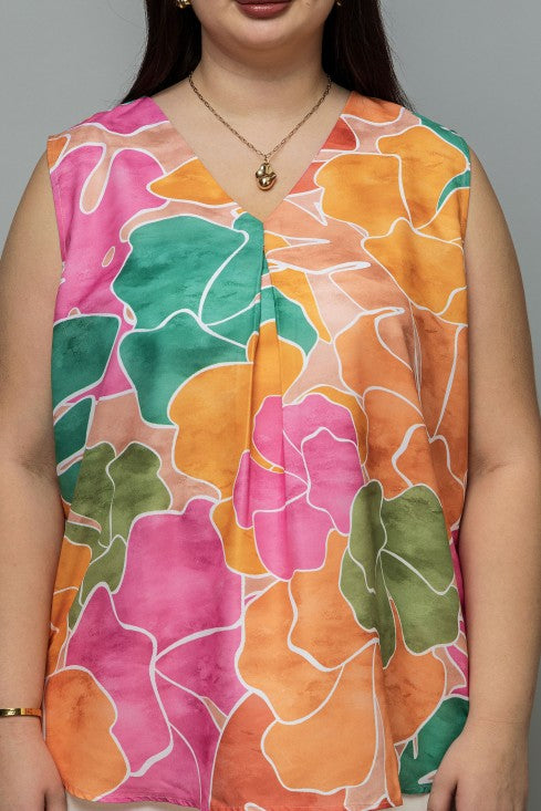 Front Pleated Sleeveless Top