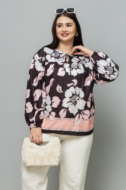 Tie-Up Neck Puff Sleeves Top