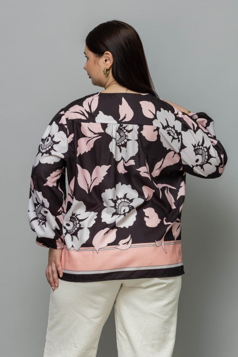 Tie-Up Neck Puff Sleeves Top