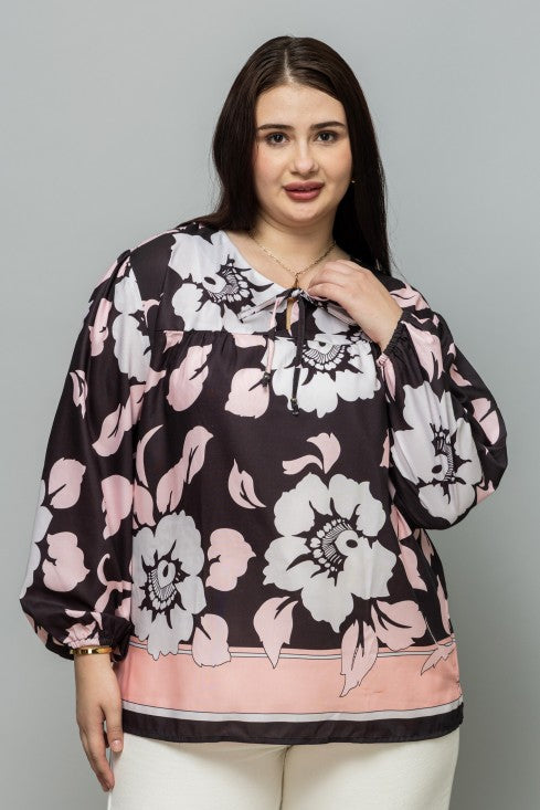 Tie-Up Neck Puff Sleeves Top