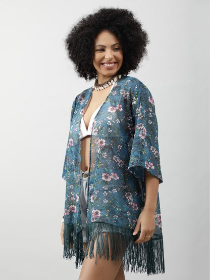 Floral Print Kimono
