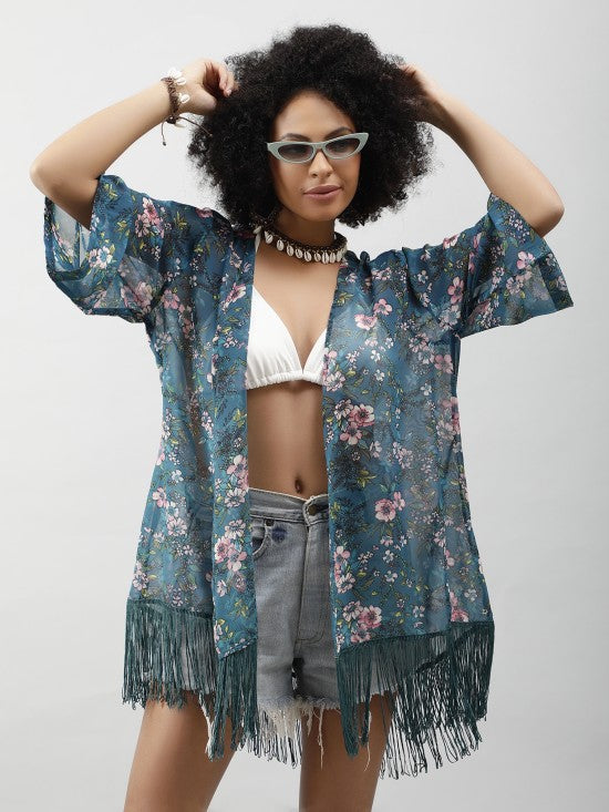 Floral Print Kimono