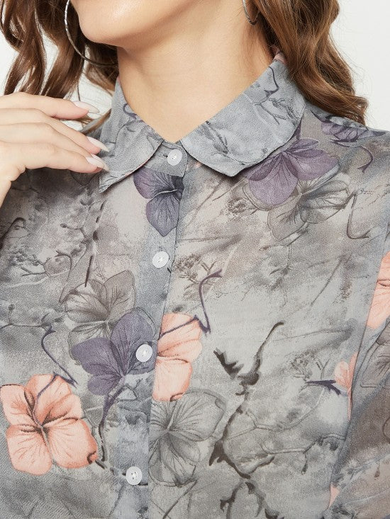 Floral print regular shirt