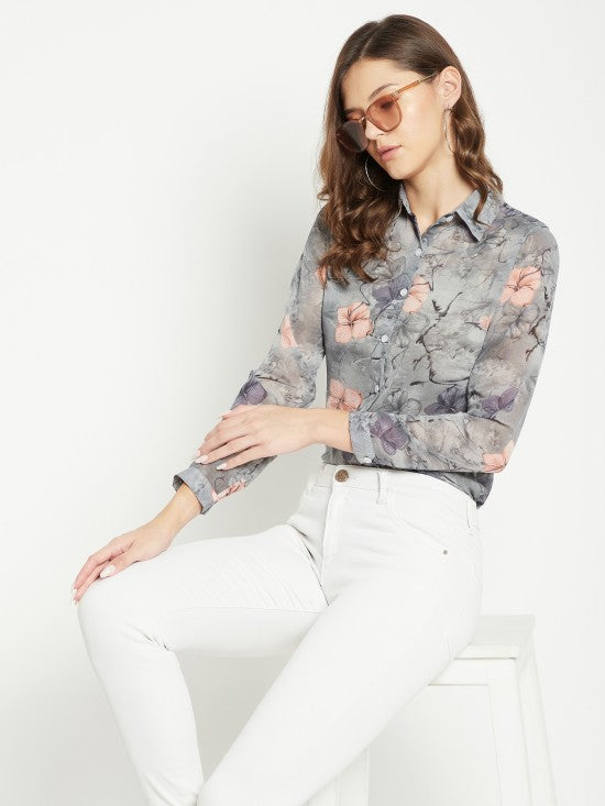 Floral print regular shirt