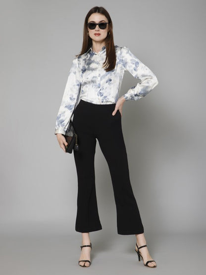 Abstract Casual Satin Shirt