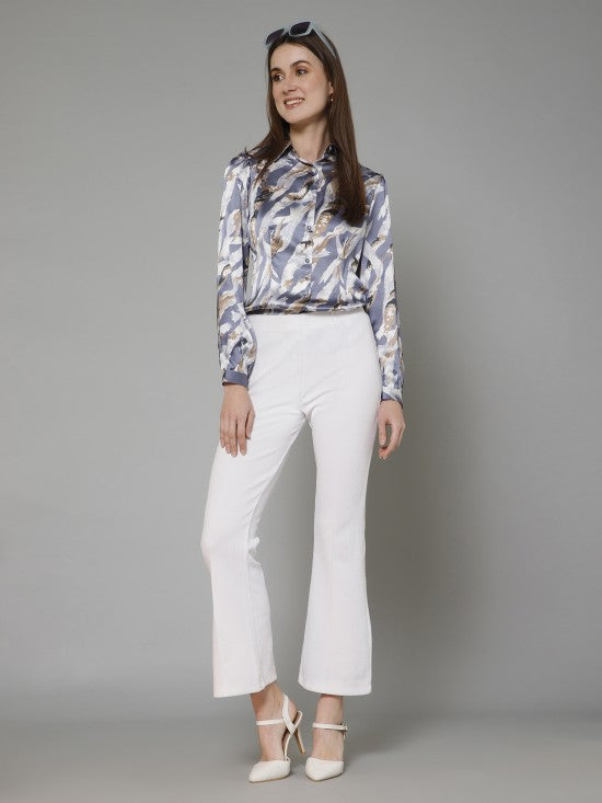 Abstract Casual Satin Shirt