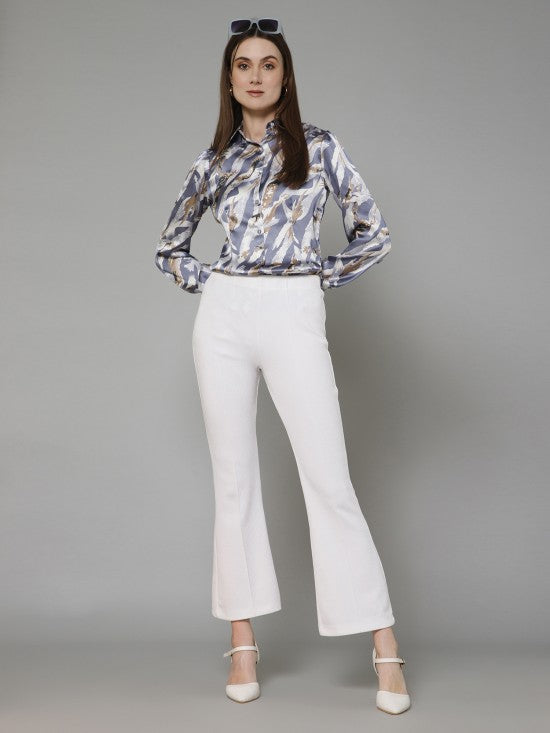Abstract Casual Satin Shirt