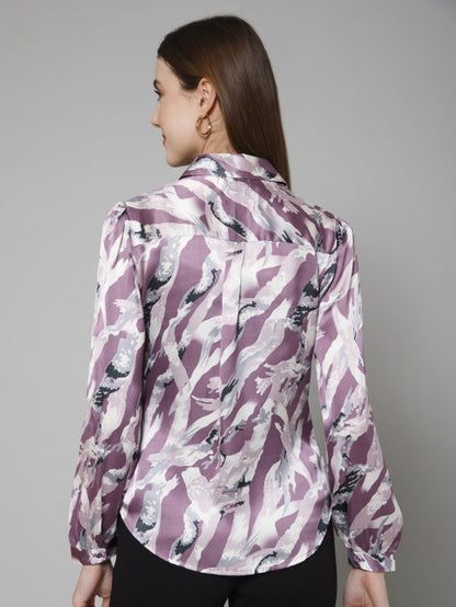 Abstract Casual Satin Shirt