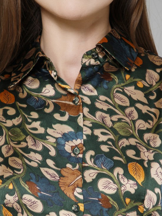 Floral Casual Satin Shirt