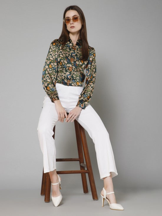 Floral Casual Satin Shirt