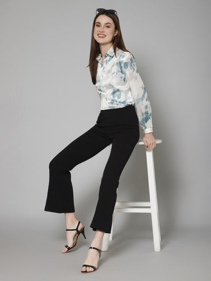 Abstract Casual Satin Shirt