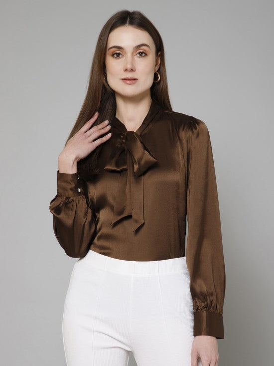 Tie Neck Satin Top