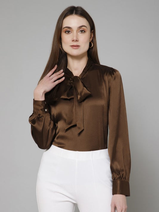 Tie Neck Satin Top
