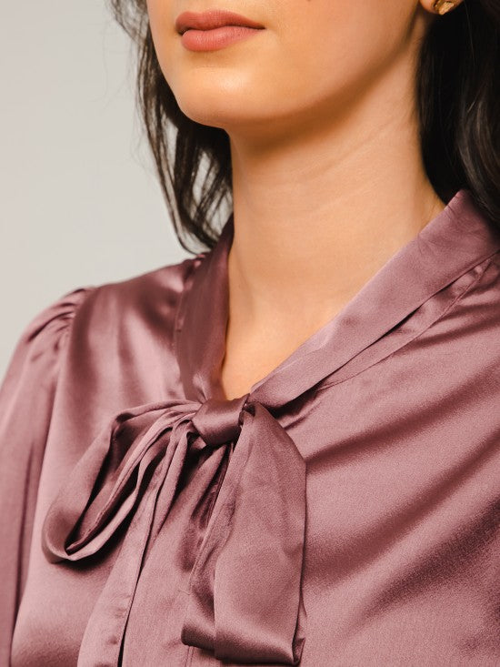 Tie-Up Neck Satin Top